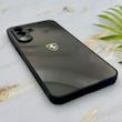 قاب گوشی Galaxy A17 سامسونگ PVD طرح کربن Porsche ضد خش پشت گلس شیشه ای محافظ لنزدار مشکی کد 163300
