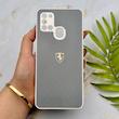 قاب گوشی Galaxy A21S سامسونگ PVD طرح کربن Porsche ضد خش پشت گلس شیشه ای محافظ لنزدار طوسی کد 163302