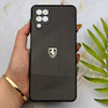 قاب گوشی Galaxy A12 - M12 سامسونگ PVD طرح کربن Porsche ضد خش پشت گلس شیشه ای محافظ لنزدار مشکی کد 163311