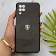 قاب گوشی Galaxy A12 - M12 سامسونگ PVD طرح کربن Porsche ضد خش پشت گلس شیشه ای محافظ لنزدار مشکی کد 163311