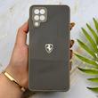 قاب گوشی Galaxy A12 - M12 سامسونگ PVD طرح کربن Porsche ضد خش پشت گلس شیشه ای محافظ لنزدار خاکستری کد 163314