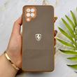 قاب گوشی Galaxy A12 - M12 سامسونگ PVD طرح کربن Porsche ضد خش پشت گلس شیشه ای محافظ لنزدار قهوه ای کد 163315