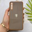 قاب گوشی Galaxy A30S - A50S - A50 سامسونگ PVD طرح کربن Porsche ضد خش پشت گلس شیشه ای محافظ لنزدار قهوه ای کد 163325