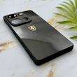 قاب گوشی Redmi Note 13 Pro 4G - Poco M6 Pro 4G شیائومی PVD طرح کربن Porsche ضد خش پشت گلس شیشه ای محافظ لنزدار مشکی کد 163340