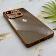 قاب گوشی Redmi Note 13 Pro 4G - Poco M6 Pro 4G شیائومی PVD طرح کربن Porsche ضد خش پشت گلس شیشه ای محافظ لنزدار قهوه ای کد 163342