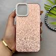 قاب گوشی iPhone 12 - iPhone 12 Pro آیفون اورجینال لاکچری یونیک کیس شاین شطرنجی لنز نگین دار صورتی کد 163185