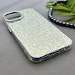 قاب گوشی iPhone 13 - iPhone 14 آیفون اورجینال لاکچری یونیک کیس شاین شطرنجی لنز نگین دار نقره ای کد 163188