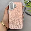قاب گوشی iPhone 16 آیفون اورجینال لاکچری یونیک کیس شاین شطرنجی لنز نگین دار صورتی کد 163208