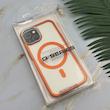 قاب گوشی iPhone 13 - iPhone 14 آیفون اورجینال لاکچری فول طلقی مگ سیف دار Q Series لنز فلزی نارنجی کد 163878
