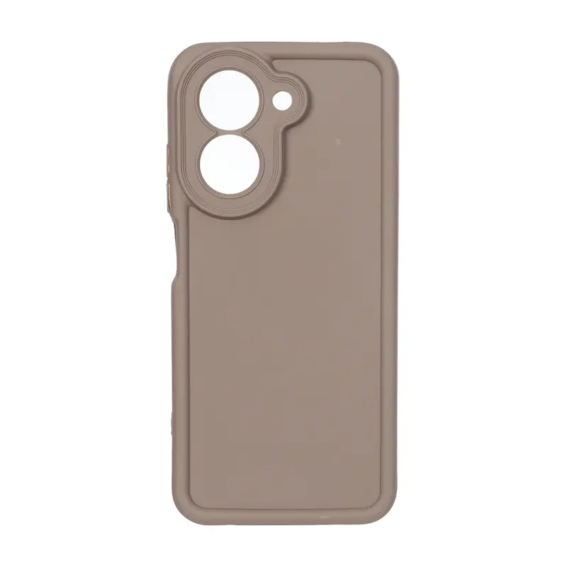 قاب گوشی Redmi A5 - Poco C71 شیائومی سیلیکونی ژله ای Solid هاشور محافظ لنزدار قهوه ای کد 180178