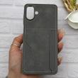 قاب گوشی Galaxy A07 سامسونگ چرمی دوخت جاکارتی دار کربنی Slim Wallet Case خاکستری کد 164316