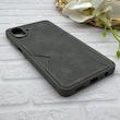 قاب گوشی Galaxy A07 سامسونگ چرمی دوخت جاکارتی دار کربنی Slim Wallet Case خاکستری کد 164316