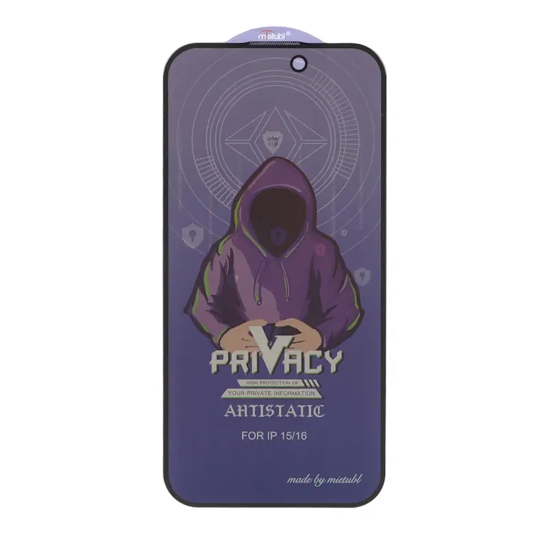 گلس گوشی iPhone 15 - 16 آیفون شیشه ای حریم شخصی پرایوسی میتوبل Privacy Mietubl آنتی استاتیک اورجینال کد G134-180223