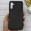 قاب گوشی Galaxy A14 سامسونگ چرمی دوخت جاکارتی دار کربنی Slim Wallet Case مشکی کد 164322