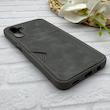 قاب گوشی Galaxy A14 سامسونگ چرمی دوخت جاکارتی دار کربنی Slim Wallet Case خاکستری کد 164323