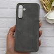 قاب گوشی Galaxy A16 سامسونگ چرمی دوخت جاکارتی دار کربنی Slim Wallet Case خاکستری کد 164328
