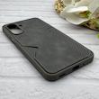 قاب گوشی Galaxy A17 سامسونگ چرمی دوخت جاکارتی دار کربنی Slim Wallet Case خاکستری کد 164331