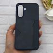 قاب گوشی Galaxy A17 سامسونگ چرمی دوخت جاکارتی دار کربنی Slim Wallet Case سرمه ای کد 164332