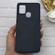 قاب گوشی Galaxy A21S سامسونگ چرمی دوخت جاکارتی دار کربنی Slim Wallet Case سرمه ای کد 164338