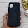قاب گوشی Galaxy A31 سامسونگ چرمی دوخت جاکارتی دار کربنی Slim Wallet Case سرمه ای کد 164339