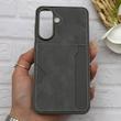 قاب گوشی Galaxy A37 سامسونگ چرمی دوخت جاکارتی دار کربنی Slim Wallet Case خاکستری کد 164343
