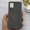 قاب گوشی Galaxy A51 سامسونگ چرمی دوخت جاکارتی دار کربنی Slim Wallet Case خاکستری کد 164346