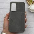 قاب گوشی Galaxy A54 سامسونگ چرمی دوخت جاکارتی دار کربنی Slim Wallet Case خاکستری کد 164349