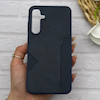 قاب گوشی Galaxy A55 سامسونگ چرمی دوخت جاکارتی دار کربنی Slim Wallet Case سرمه ای کد 164351