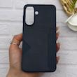 قاب گوشی Galaxy A57 سامسونگ چرمی دوخت جاکارتی دار کربنی Slim Wallet Case سرمه ای کد 164355
