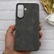 قاب گوشی Galaxy A57 سامسونگ چرمی دوخت جاکارتی دار کربنی Slim Wallet Case خاکستری کد 164357