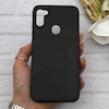 قاب گوشی Galaxy A11 - M11 سامسونگ چرمی دوخت جاکارتی دار کربنی Slim Wallet Case مشکی کد 164359