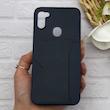 قاب گوشی Galaxy A11 - M11 سامسونگ چرمی دوخت جاکارتی دار کربنی Slim Wallet Case سرمه ای کد 164360