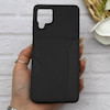 قاب گوشی Galaxy A12 - M12 سامسونگ چرمی دوخت جاکارتی دار کربنی Slim Wallet Case مشکی کد 164362