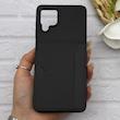 قاب گوشی Galaxy A12 - M12 سامسونگ چرمی دوخت جاکارتی دار کربنی Slim Wallet Case مشکی کد 164362