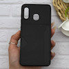قاب گوشی Galaxy A20 - A30 سامسونگ چرمی دوخت جاکارتی دار کربنی Slim Wallet Case مشکی کد 164369