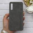 قاب گوشی Galaxy A30S - A50S - A50 سامسونگ چرمی دوخت جاکارتی دار کربنی Slim Wallet Case خاکستری کد 164375