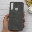 قاب گوشی Redmi Note 8 - Redmi Note 8 2021 شیائومی چرمی دوخت جاکارتی دار کربنی Slim Wallet Case خاکستری کد 164376