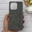 قاب گوشی Redmi Note 13 4G شیائومی چرمی دوخت جاکارتی دار کربنی Slim Wallet Case خاکستری کد 164394