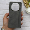 قاب گوشی Redmi Note 14 Pro 4G شیائومی چرمی دوخت جاکارتی دار کربنی Slim Wallet Case خاکستری کد 164400