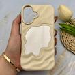 قاب گوشی iPhone 16 آیفون موج دار آینه ای لاکچری لنز برجسته کرم کد 163605