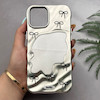 قاب گوشی iPhone 12 Pro Max آیفون موج دار آینه ای لاکچری لنز برجسته پاپیونی نقره ای کد 163630