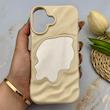 قاب گوشی iPhone 17 آیفون موج دار آینه ای لاکچری لنز برجسته کرم کد 163606