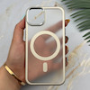 قاب گوشی iPhone 13 - iPhone 14 آیفون اورجینال لاکچری فول طلقی مگ سیف دار Q Series لنز فلزی نقره ای کد 163880