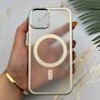 قاب گوشی iPhone 13 - iPhone 14 آیفون اورجینال لاکچری فول طلقی مگ سیف دار Q Series لنز فلزی نقره ای کد 163880