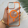 قاب گوشی iPhone 16 Pro Max آیفون اورجینال لاکچری فول طلقی مگ سیف دار Q Series لنز فلزی نارنجی کد 163888