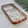 قاب گوشی iPhone 17 Pro آیفون اورجینال لاکچری فول طلقی مگ سیف دار Q Series لنز فلزی نارنجی کد 163897