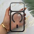 قاب گوشی iPhone 17 Pro آیفون اورجینال لاکچری فول طلقی مگ سیف دار Q Series لنز فلزی مشکی کد 163898