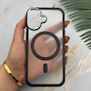 قاب گوشی iPhone 17 آیفون اورجینال لاکچری فول طلقی مگ سیف دار Q Series لنز فلزی مشکی کد 163905