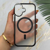 قاب گوشی iPhone 16 آیفون اورجینال لاکچری فول طلقی مگ سیف دار Q Series لنز فلزی مشکی کد 163906