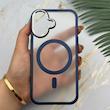 قاب گوشی iPhone 16 آیفون اورجینال لاکچری فول طلقی مگ سیف دار Q Series لنز فلزی سرمه ای کد 163907